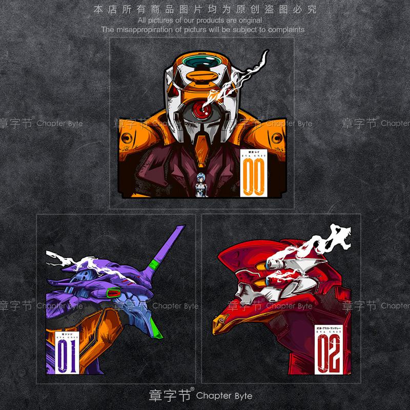 สติกเกอร์สะท้อนแสงติดรถ Evangelion EVA สติกเกอร์ตกแต่งกล่องกลางแจ้งกันน้ำไอเดียสร้างสรรค์สำหรับเครื่องแรก