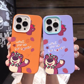 เคสโทรศัพท์มือถือ ซิลิโคน ลายหมีสตรอเบอร์รี่ พวงหรีด 3 in 1 สําหรับ iPhone 14Promax 13 12 11 7Plus X XR