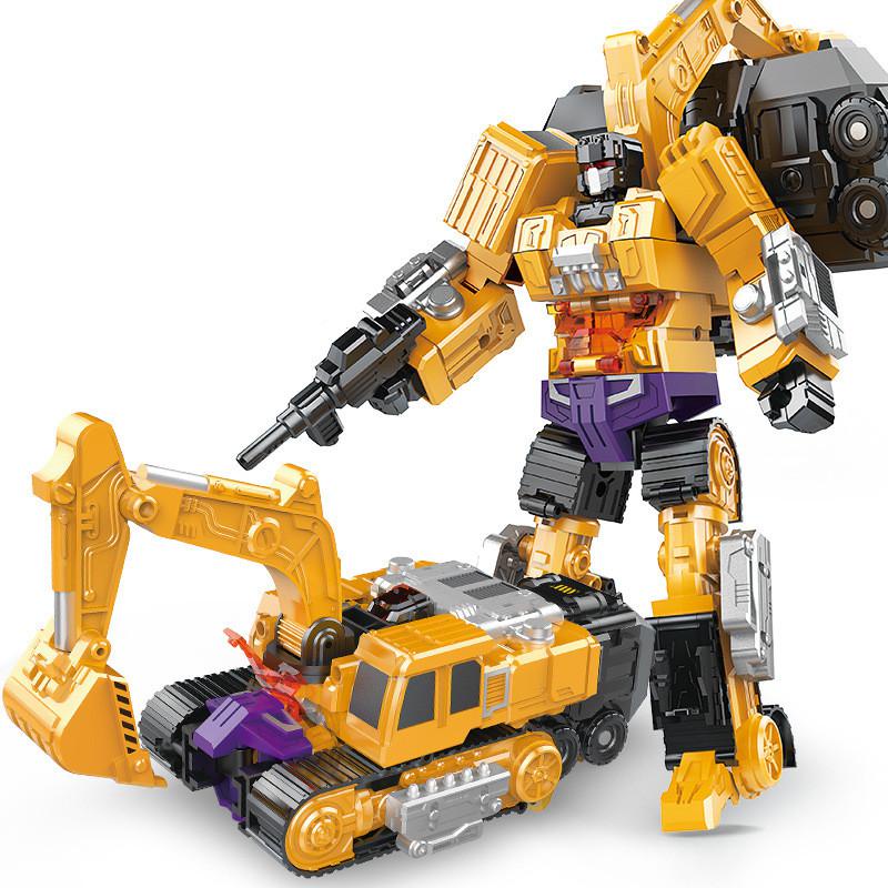 JINJIANG 6 IN 1 Transformation Kid Toys Cool Devastator Excavator KO GT Action Figure Robot Car Crane Gravity Model Engi