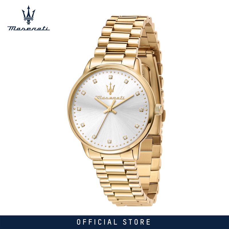 【2 Years Warranty】 Maserati Royale 36mm Gold Stainless Steel  นาฬิกาข้อมือผู้หญิง รุ่น Quartz R8853147503