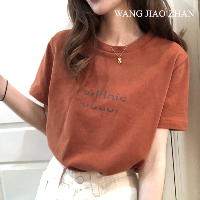 【WJZ】 เสื้อยืดแขนสั้นคอกลมพิมพ์ลายแฟชั่นสตรีสไตล์เกาหลี【946】
