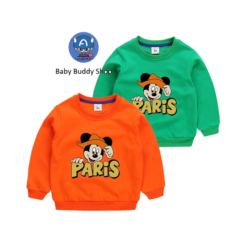 ** พร้อมส่ง **Mickey Mouse สไตล์ฤดูใบไม้ร่วง 10 สีเนื้อผ้าคุณภาพดีเสื้อยืดแขนยาวเด็กมิกกี้เม้าส์การ์ตูนเสื้อกันหนาวผ้าฝ้าย (มีขายส่ง)