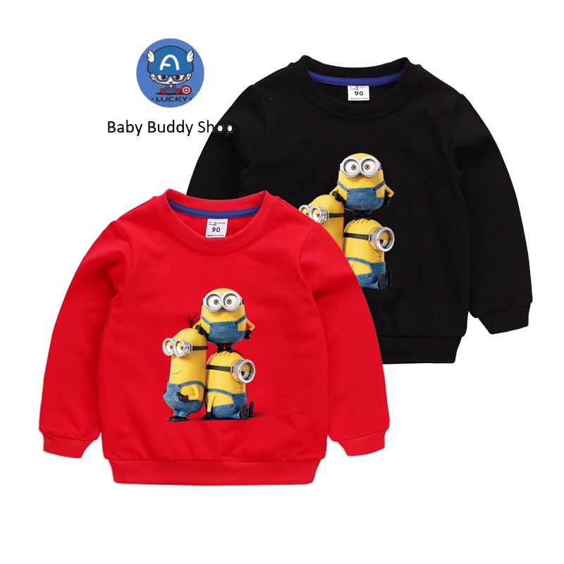 Xxautumn เสื้อสเวตเตอร์สําหรับเด็กผ้าฝ้ายแขนยาวลายการ์ตูนมินเนี่ยนมี 10 สี