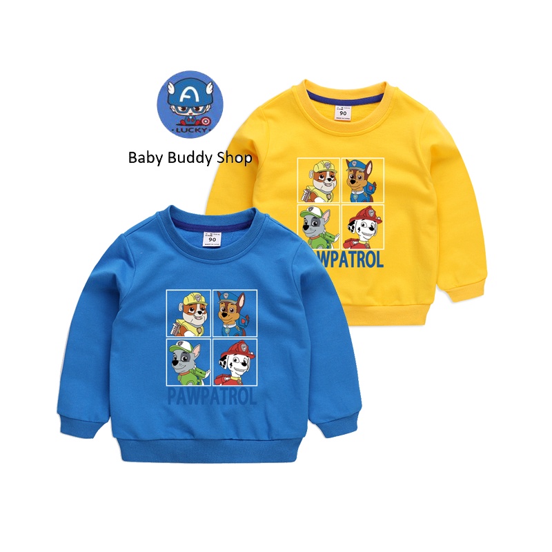 เสื้อกันหนาวผ้าฝ้าย แขนยาว พิมพ์ลายการ์ตูน Paw Patrol แฟชั่นสำหรับเด็ก มีให้เลือก 10 สี