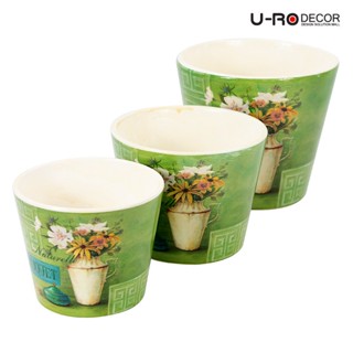 U-RO DECOR รุ่น FLORAL (ฟลอรัล-เอ) กระถางดอกไม้เซรามิก 3 ชิ้น/ชุด