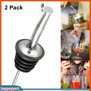 (happaypart) 2Pcs Stainless Whisky Liquor Wine Pourer Stopper Bottle Spout Dispenser with Cap