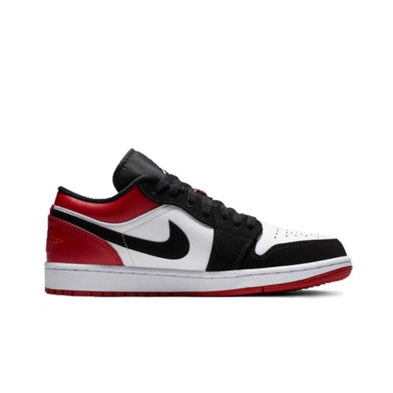 ♚∋ของแท้ 100 % Nike  Air Jordan 1 Low Black Toe red white Sports shoes styleรองเท้าผ้าใบผู้ชาย