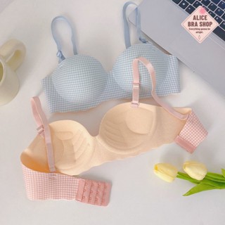 💦Bra💦บรา บราไร้โครง ชุดชั้นในลายสก๊อต มีฟองน้ำในตัว สีหวานน่ารัก