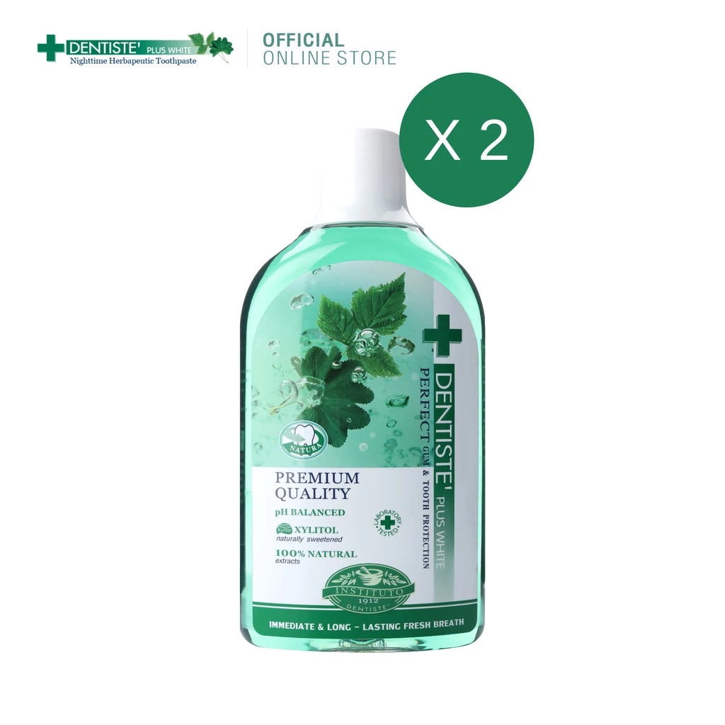 [แพ็ค 2 สุดคุ้ม] Dentiste' Oral Rinse น้ำยาบ้วนปาก 700 ML. ลดกลิ่นปากและแบคทีเรีย ส่วนผสมธรรมชาติ ป้องกันฟันผุ เดนทิสเต้