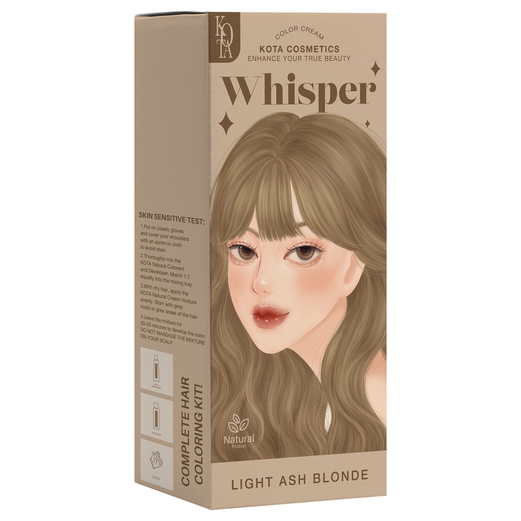 KOTA – Cosmetics Color Cream Whisper (Light Ash Blonde) สีย้อมผมออแกรนิค