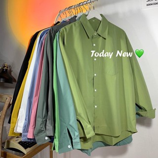 เสื้อเชิ้ตแขนยาว ผ้าเดรป สีพื้น เข้ากับทุกการแต่งกาย สไตล์ฮ่องกง แฟชั่นฤดูใบไม้ผลิ และฤดูใบไม้ร่วง สําหรับผู้ชาย