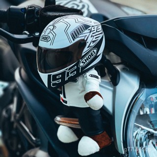 Small Motorcycle Bear Helmet Leather Plush Toys Full Helmet  Motorbike Accessories Decoration Tension Bear Tail Box Orna