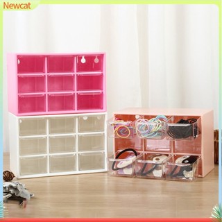 &lt;Newcat&gt; กล่องเก็บเครื่องสําอาง แบบใส มองเห็นได้ 3 สี สําหรับหอพัก 6 9 ลิ้นชัก