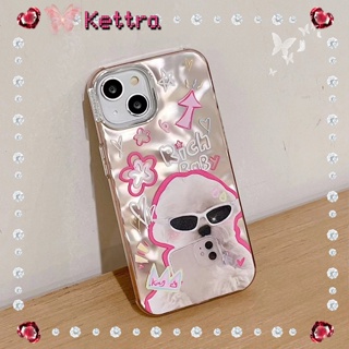 💜Kettra💜ป้องกันการหล่น ขอบเต็ม iPhone 11 14 pro max การ์ตูน ลูกแมว สีชมพู วัสดุชุบไฟฟ้า หวานสวย case for iPhone 12 13