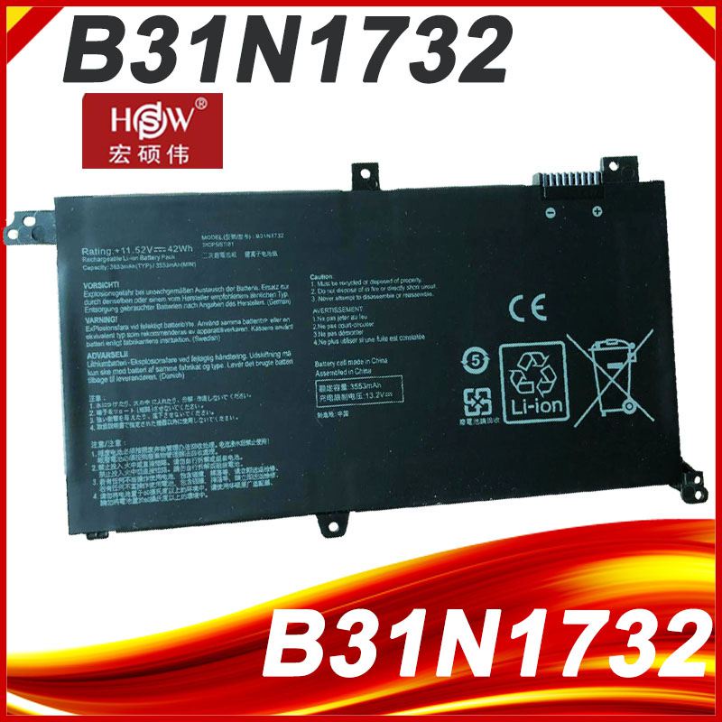 แบตเตอรี่ B31N1732สำหรับ Asus VivoBook S14 S430FA S430FN S430UA R430FA X430FA X430FN X430UF K430FA S