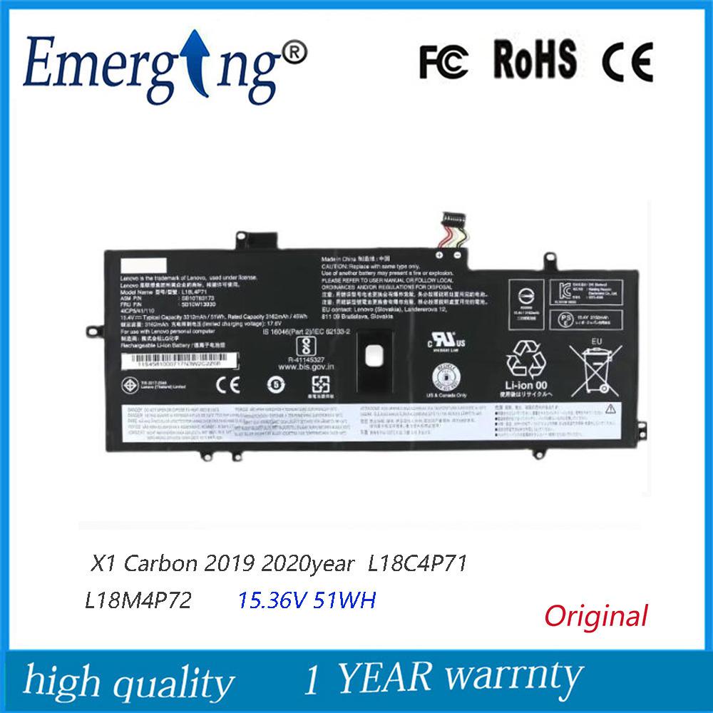 15.36โวลต์51WH เดิมแล็ปท็อปแบตเตอรี่ L18M4P72สำหรับ Lenovo X1คาร์บอน2019 2020ปี L18C4P71 L18M4P72