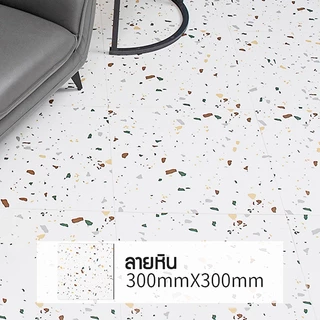 สติ๊กเกอร์ติดพื้น PVC กระเบื้องยางปูพื้น กระเบื้องยางลายหินอ่อน ลายไม้ กาวในตัว แผ่นปูพื้น ปูพื้นห้องนอน 10/30/50แผ่น