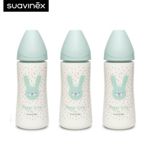 Suavinex (แพ็ค 3 ชิ้น) ขวดนม ลาย HYGGE รุ่น Premium PA polyamide wide neck bottle ขนาด 360ml เหมาะสำหรับอายุ 12-24 เดือน