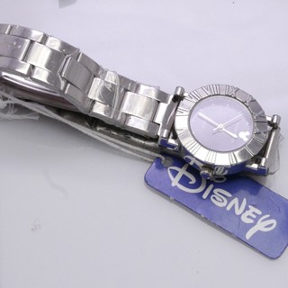 นาฬิกา Vintage มือสองญี่ปุ่น MICKY MOUSE  ใหม่ไม่เคยใช้พร้อมแท็ก UNISEX กรอบเงิน กรอบเงิน หน้าดำ หน้าปัด 28มม สายสแตนเลส
