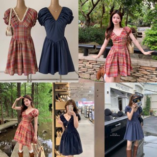มินิเดรสคอวีงานน่ารักทรงสวยผ้าเนื้อดี งานมีซับในอย่างดีค่า 5365# TAG WG.WE 🇰🇷🇰🇷