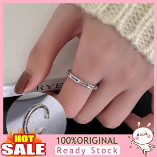 [B_398] Women Ring Open Adjustable Polished Color Shiny Rainbow Rhinestone Inlaid Finger Ring Fashion Jewelry