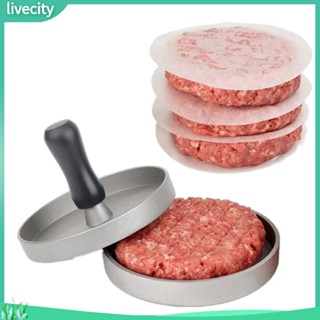 {livecity} Metal Round Shape Hamburger Meat Beef Press Tool Burger Patty Maker Kitchen Mold