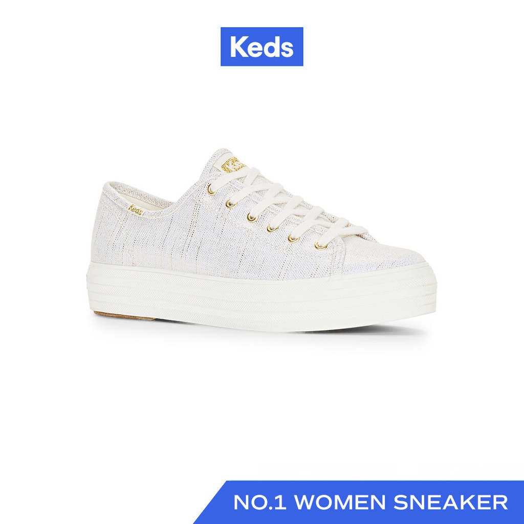 KEDS รองเท้าผ้าใบ มีส้น รุ่น TRIPLE KICK METALLIC TEXTILE สีทอง ( WF67439 )