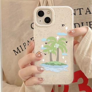 เคสโทรศัพท์มือถือแบบนิ่ม ลายต้นมะพร้าว ข้าวสาลี สีขาว สําหรับ iphone 14promax 11 13 12 7 8 Plus X XR XSMax