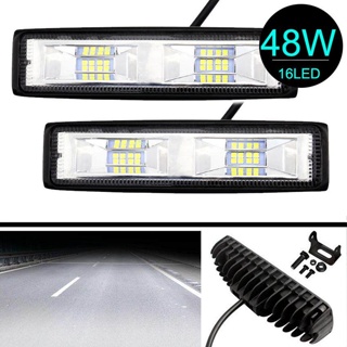 2pcs 6 นิ้ว 48W 3D LED ทำงาน 12V LED Beams แท่ง LED Off Road 4x4 รถคอมโบจุดน้ำท่วมสำหรับรถบรรทุกอุปกรณ์เสริม SUV ไฟตัดหม