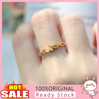 [B_398] Women Ring Golden Hollow Link Chain Temperament Elegant Gift Hypoallergenic Love Heart Finger Ring Fashion Jewelry