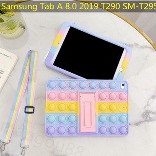 【พร้อมสายคล้องไหล่ฟรี】เคสนิ่ม สีรุ้ง สําหรับ Samsung Tab A 8.0 2019 T295 SM-T290