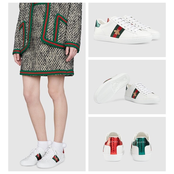 Gucci/Ace Collection/รองเท้าผ้าใบสตรีลายปัก