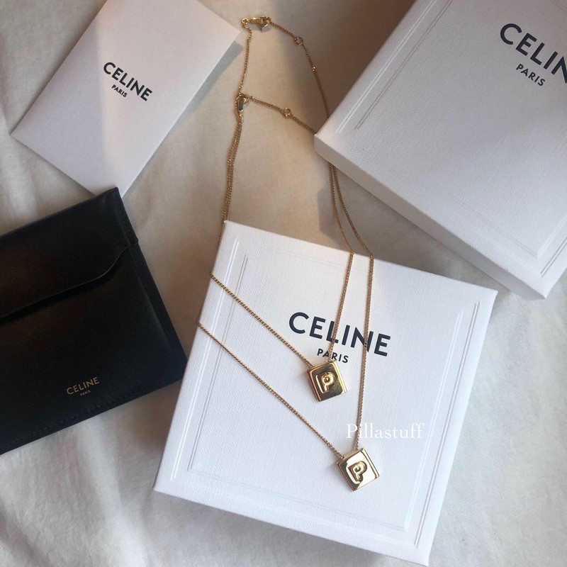 แท้100%✨ Celine Signature Alphabet Necklace สร้อยคอ Celine Q-Z