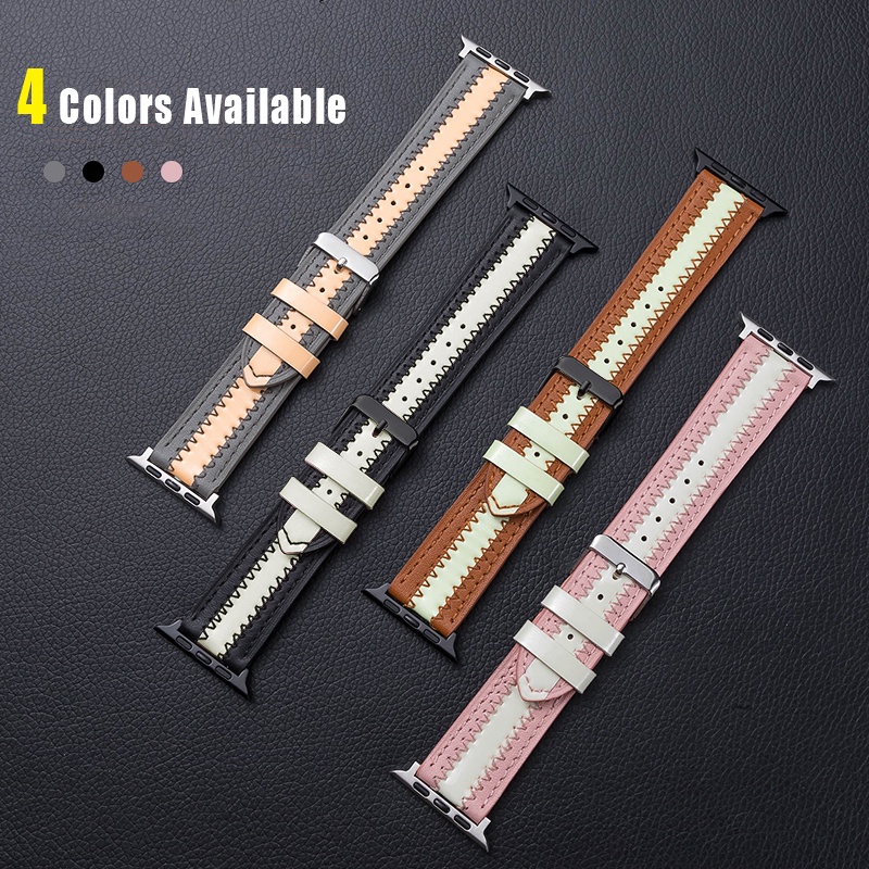 ┅❧Strap For apple watch series 6 5 4 3 watchband Luminous+Leather bracelet iwatch band 42mm 38mm correa apple watch band