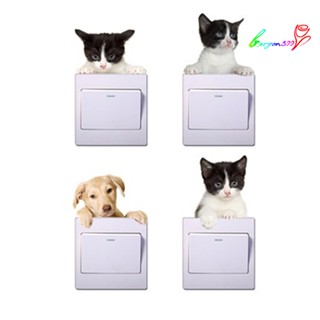 【AG】Cute Animals Dog Cat Removable Wall Switch Sticker Home Room Decal Decor