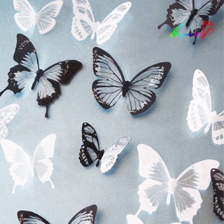 【AG】18 Pcs 3D Butterfly Shape Decals Fridge Wall Stickers Art Room Home Decor