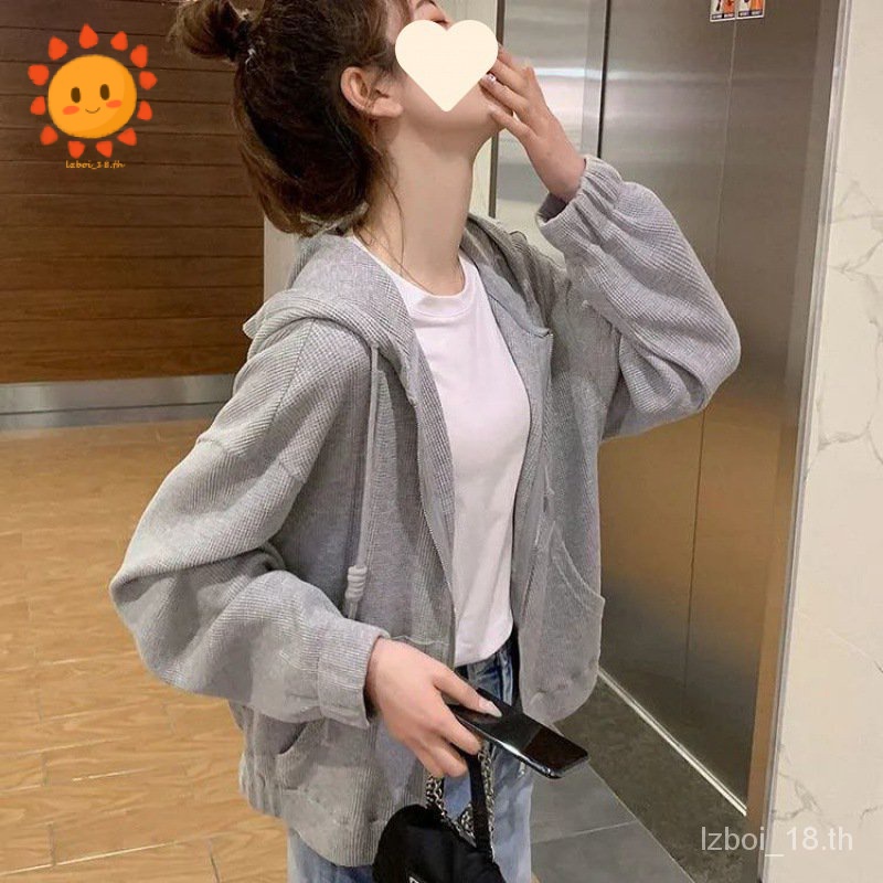 แจ็คเก็ตผู้หญิงใหม่ฤดูใบไม้ผลิและฤดูใบไม้ร่วง เสื้อกันหนาวบางหลวมเกาหลีเสื้อสเวตเตอร์ถักแบบสบายๆ