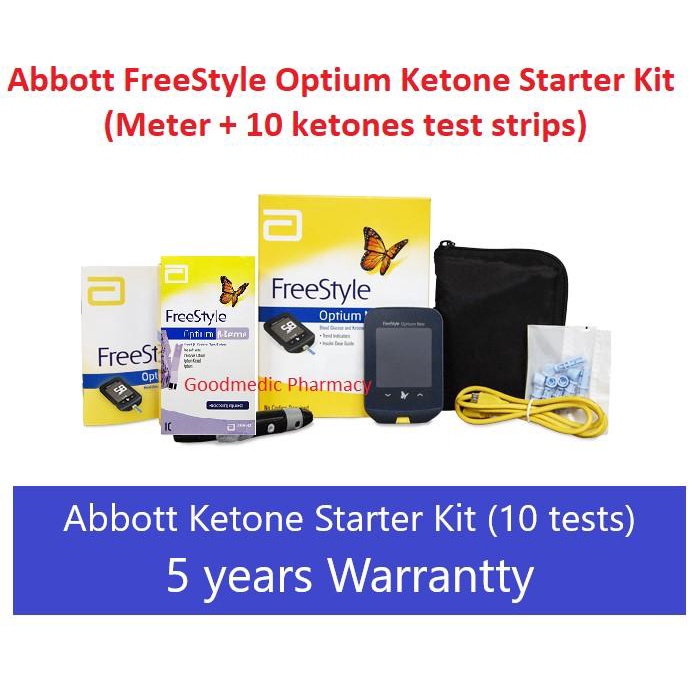 FreeStyle Optium Neo Glucometer Ketone Meter Monitor System + 10 Ketone Test strips + 10 lancets