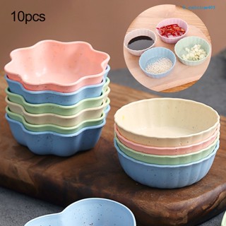 Calciwj 10Pcs Dipping Dish Smooth Surface Food Grade Reusable Round/Flower Shape Kitchen Dipping Sauce