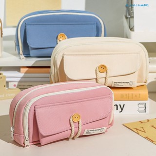 Calciwj Pencil Case Large Capacity Oversized Pencil Case with 3 Compartments Button Cotton Rope