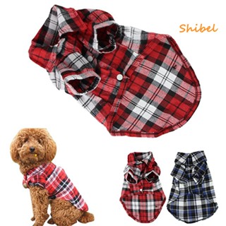 HOT_ Cute Pet Dog Puppy เสื้อลายสก๊อตเสื้อผ้าเสื้อยืดเครื่องแต่งกายยอดนิยมไซส์ S M L