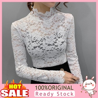 [B_398] Elegant Women Turtle Neck Long Sleeve Floral Blouse Top Slim Base T-shirt