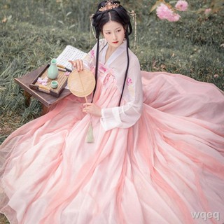 กระโปรง Hanfu Women Ruskirt ความยาวรอบอกปักของแท้ Daily Double-breasted Ruskirt Hanfu