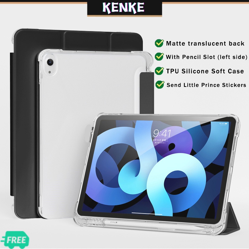 Kenke for เคสซิลิโคน TPU แบบใส พร้อมช่องใส่ดินสอ สําหรับ for i pad 2022 M2 pro 11 Air 3 pro 10.5 i pad 7 8 9 generations 2020 air4 Air 5 ipad 10th gen mini 5 mini6 ipad 5 6 gen 2021 case