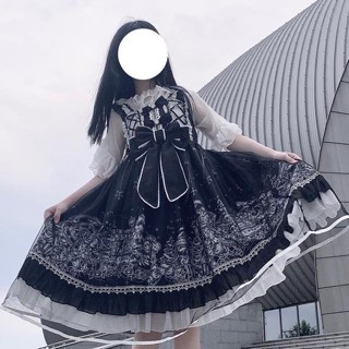 ﹊❀Hanguliang {จุด}~โรงงานเดิมออกแบบ Lolita ฮาโลวีนสวนสนุก gothic dark suspender jsk dress