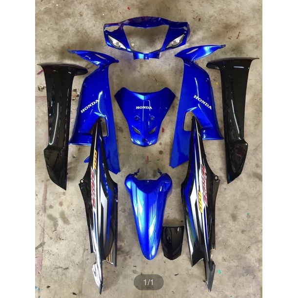 ชุดสีเวฟ100-05ยูบ๊อก สีน้ำเงินดำ รุ่นดิสเบรค พร้อมติดสติ๊กเกอร์เคลือบเงาแท้
