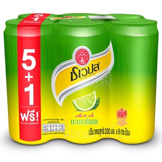 ชเวปส์มะนาวโซดา 330มล. แพค 6Schweppes Lime Soda 330ml. Pack 6