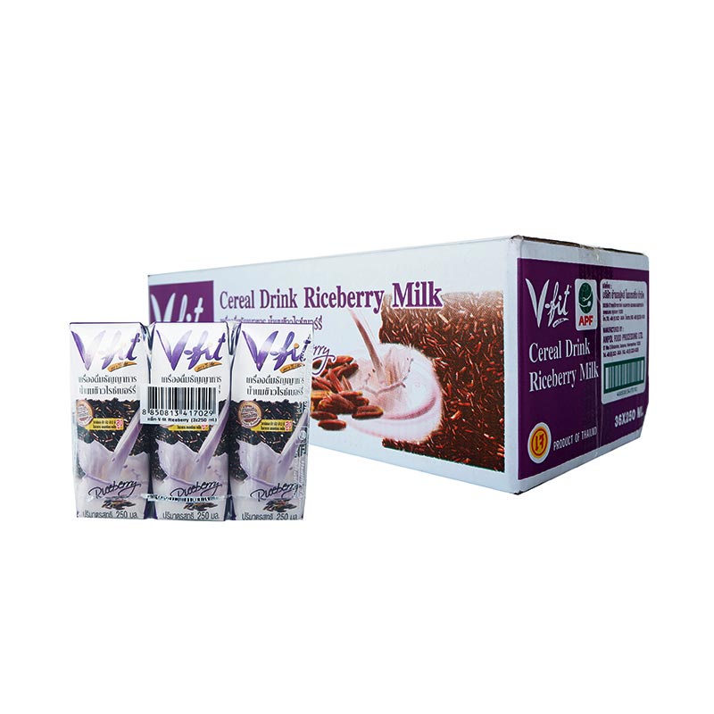 [ส่งฟรี!!!] วีฟิท น้ำนมข้าวไรซ์เบอร์รี่ 250 มล. แพ็ค 36 กล่องV-Fit Riceberry Cereal Milk 250 x 36