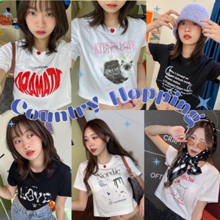 Sugarbeetshop | Country hopping collection 🤍 เสื้อยืด เสื้อครอป เสื้อ crop baby tee