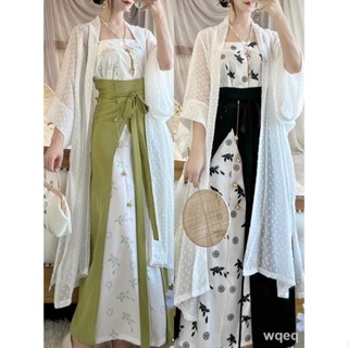 Hanfu สตรีราชวงศ์ซ่ง Changgan Temple Swirl กระโปรง Han Elements Daily Small Floral All-match Women s Dress Summer Look S